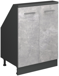 Küchenschrank für Dachschrägen R-Line Beton 60 cm mit 2 Türen Vicco