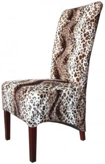 Casa Padrino Limited Edition Designer Chesterfield Esszimmer Stuhl Leopard - Club Möbel