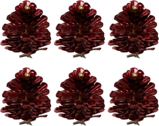 Creativ green Weihnachtsbaumklammer Weihnachtsdeko rot aussen, Christbaumschmuck (6-tlg), in Metallic-Optik