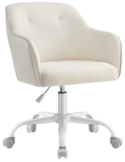 Songmics Schreibtischstuhl, höhenverstellbar, bis 110 kg belastbar, atmungsaktiver Sherpa-Stoff und PU cappuccinobeige, 64x64 x (83-93) cm