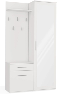 Selsey 'Duvio' Flurgarderobe mit Schrank und Spiegel, Weiß, 100 cm