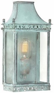 Wandleuchte, Außenleuchte, Laterne, Messing Glas, H 35 cm