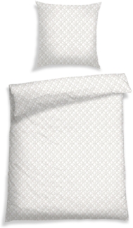 Schiesser Bettwäscheset Alba - Renforcé - 2-teilig - 155 x 220 cm - Weiß-Hellgrau