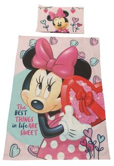 Disney Minnie Maus Kinder-Bettwäsche Set 'The best Things in Life are Sweet' 140 x 200 cm