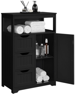 Yaheetech Badkommode Badezimmerschrank, Badschrank mit 3 Schubladen & 1 Schrank mit verstellbarem Regalbrett