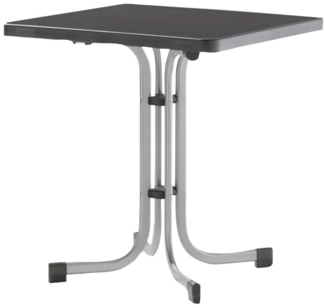 SIEGER Boulevard-Klapptisch, 70x70 cm, graphit/anthrazit Gestell aus Stahl in graphit, Tischplatte aus Mecalit®-Pro in anthrazit