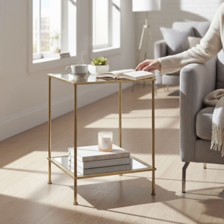 Beistelltisch Fynn 2 / Faro 2, Transparent, Gold, 38 x 55 x 39 cm