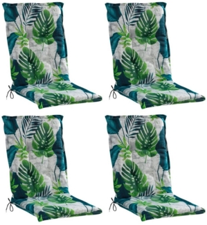 GO-DE Polsterauflage CELINE, B 50 x L 108 cm, 4er Set, (Set, 4 St), Gartenstuhlauflagen für Mittellehnstühle, Grau, Grün, Petrol