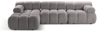 Micadoni Modulares Ecksofa Bellis 4-Sitzer Links Boucle Hellgrau