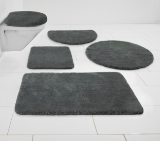 my home Badematte Madrid, Höhe 20 mm, rutschhemmend beschichtet, fußbodenheizungsgeeignet, schnell trocknend, strapazierfähig, Polyester, rund, weiche Haptik, Badteppich, Badematten auch als 3 teiliges Set & rund