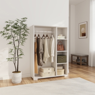[en. casa] 'Nesbyen' Kleiderschrank mit 4 Ablagen, weiß