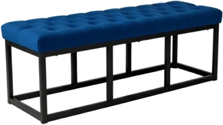 CLP Sitzbank Polson, Modern, Gestell schwarz, Samt, Gesteppt, Bodenschoner, Design,blau 120 cm