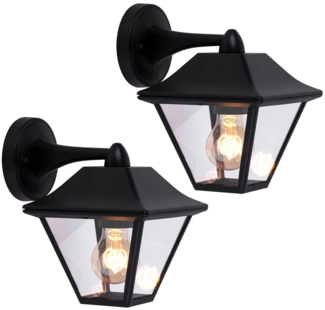 2er Set Außen Wandleuchte, Laterne, Alu schwarz, Glas, H 22,5 cm