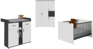 moebel-dich-auf Babyzimmer-Komplettset ELISA 3, (Komplett-Set, Babybett + Wickelkommode + Kleiderschrank), optional mit Matratze und Umbauseiten-Set