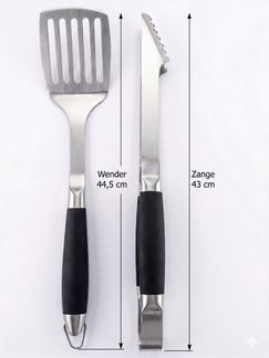 Grillbesteck-Set, 2-teilig, Edelstahl silber / Kunststoff schwarz
