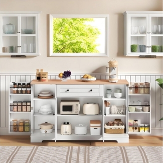 REDOM Sideboard Multifunktionales Küchenbuffet,Kommode (Multifunktionales Küchenbuffet mit Schublade, verstellbaren Einlegeböden & Kippschutz – Modernes Design), mit Kippschutz, mit Schublade