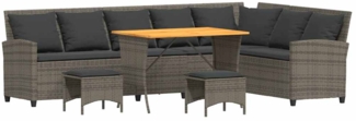 vidaXL 4-tlg. Garten-Sofagarnitur mit Kissen L-Form Grau Poly Rattan 3365326