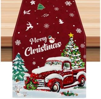 LAPAPRO Tischläufer Weihnachtlicher Tischläufer aus Leinen, festliche Tischdekoration