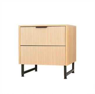 HOME DELUXE Nachttisch NYLA Lamellenfronten, Bettkommode, Beistelltisch fürs Bett (1 Tisch), Geriffelte Optik der Fronten, Breite 45cm, Tiefe 39cm, Höhe 61cm
