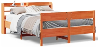 vidaXL Massivholzbett ohne Matratze Wachsbraun 135x190 cm Kiefernholz 3306944