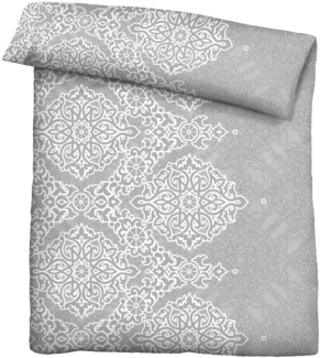 Traumhaft schlafen - Castell - Markenbettwäsche Poly-Cotton Seersucker Bettwäsche 0290334 ORNAMENT, sturmgrau, 1x 135x200 cm + 1x 80x80 cm
