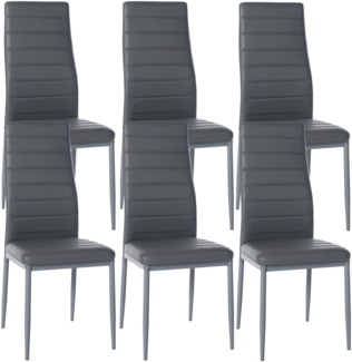 CLP 6er Set Esszimmerstühle Mayfair gepolstert mit Metallgestell,grau Kunstleder