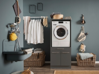 Waschmaschinenumbauschrank >LAUNDREEZY< in anthrazit - 67,5x162x67,5 (BxHxT)