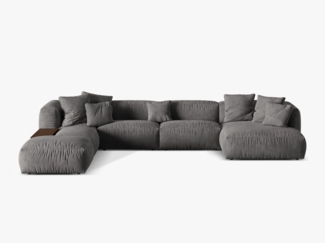 Micadoni Panorama-Ecksofa Martina 5-Sitzer Samt Grau Links