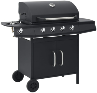 vidaXL Gasgrill 4+1 Flammen Schwarz Stahl 310104