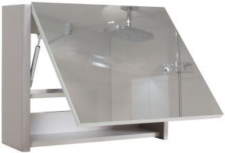 Spiegelschrank HWC-B19 aufklappbar Hochglanz 48x59 cm ~ grau