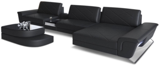 Sofa Dreams 'Bari L' Ecksofa, Schwarz, Ledermix, 89 x 197 x 369 cm, Rechts