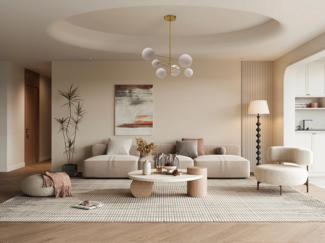 Vente-unique - Asymmetrische Hängeleuchte - Metall - 6 Kugeln - 72 x 116 cm - Goldfarben glänzend - NAKINA