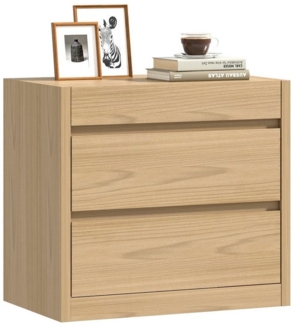 FUFU&GAGA Nachttisch Nachttisch mit Kartenschloss, 2 Schubladen, Beige, MDF, 66x40x60 cm