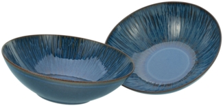 CreaTable Salatschüssel Sea Breeze blau, Salatschüssel 24 cm 2er Set, Steinzeug, (Set, 2-tlg), Reaktive intensiv leuchtende Spezialglasur