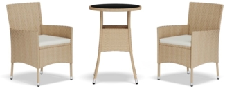 vidaXL 3-tlg. Garten-Bistro-Set mit Kissen Beige Poly Rattan 3187420