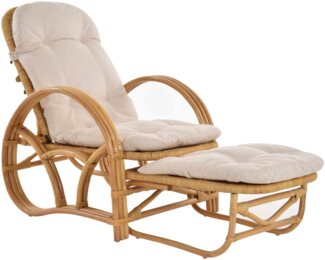 Krines Home Loungesessel Rattanliege Liegesessel klappbar mit Hocker Relax Liegestuhl Liege, mit Relaxfunktion