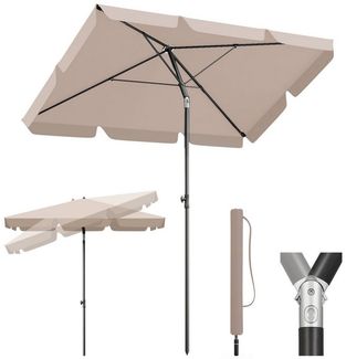 Sekey Sonnenschirm 200 x 125 cm Balkonschirm Rechteckig Sonnenschirm mit Schutzhülle, LxB: 200x125 cm, Abknickbar, Sonnenschutz UV50+, Marktschirm für Terrasse, Garten