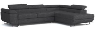 Deine Möbel 24 Wohnlandschaft ASTON Cord-Stoff Samt 277 cm breit Ecksofa Sofa Wohnzimmer L-Couch, Grau Beige Dunkelgrau Anthrazit Graphit Schwarz Hellgrau verstellbare Kopfstütze 2 Teile, mit Schlaffunktion Bettfurnktion Bettkasten Stauraum