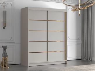 Kleiderschrank mit Goldverzierung Femosa IV mit zwei Schwebetüren (Farbe: Cashmere)