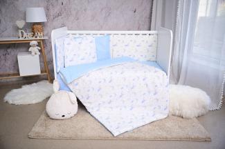 Lorelli Babybettwäsche Set Smile 6-teilig Decke 140x95 Kissen 43x35 Bett 120x60 blau