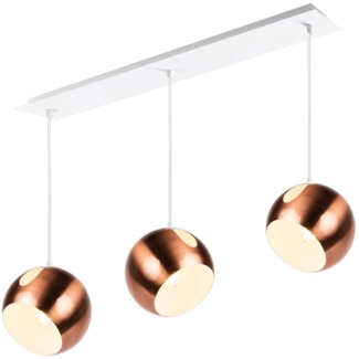 s.luce Ball Hängeleuchte 3-flammig mit Deckenschiene Kupfer