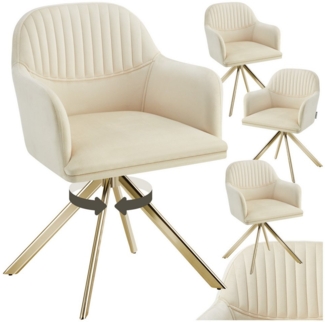 tectake Esszimmerstuhl Samt-Drehstuhl (4er Set, 4 St), gepolstert