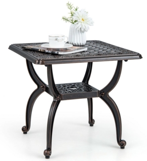 COSTWAY Gartentisch, Bistrotisch mit Ablagefläche, 53 x 53 x 48 cm