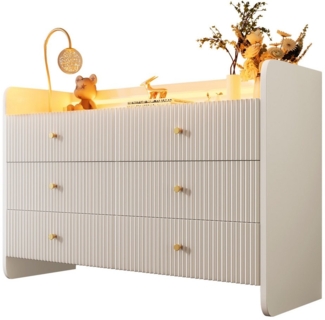 OKWISH Sideboard Moderner Schrank (Kommode, Anrichte, Aufbewahrungsschrank, Esszimmerschrank, 1 St, 6 Schubladen), Wellenförmiges Rillendesign, mit LED-Beleuchtung