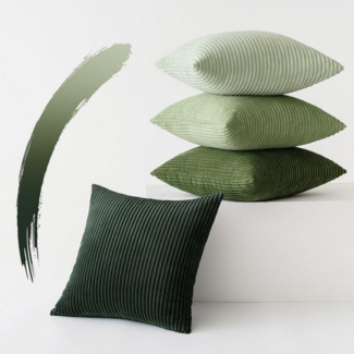 LuxusKollektion Dekohänger 4er Set Kordsamt Kissenbezug 45x45 cm Grün Serie