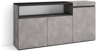 Skraut Home | Sideboard, Highboard | Kommode, Komodenschrank | 150 x 75 x 35 cm | 3 Türen | Wohnzimmer, Küche | Moderner Stil | Zement