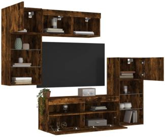 vidaXL 5-tlg. Wohnwand mit LED-Beleuchtung Räuchereiche Holzwerkstoff 3216729