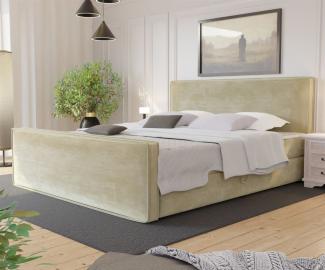 Boxspringbett Schlafzimmerbett CELES 180x220cm Stoff Monolith Creme