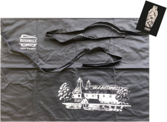 2x BUSHMILLS Kellner Schürze Whisky Vorbinder Küchenschürze Kellnerschürze schwarz - ca. 69x50cm