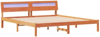 vidaXL Bettgestell mit Kopfteil Braun 200 x 200 cm Massivholz 3385744